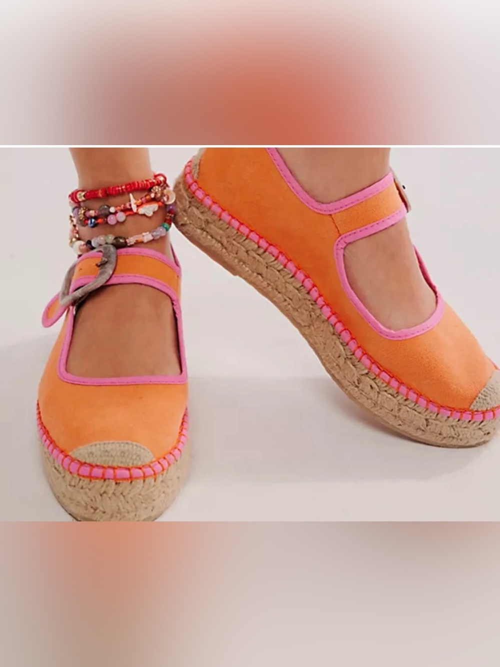 Free People Surfside Mary Jane Espadrille Orange Crush